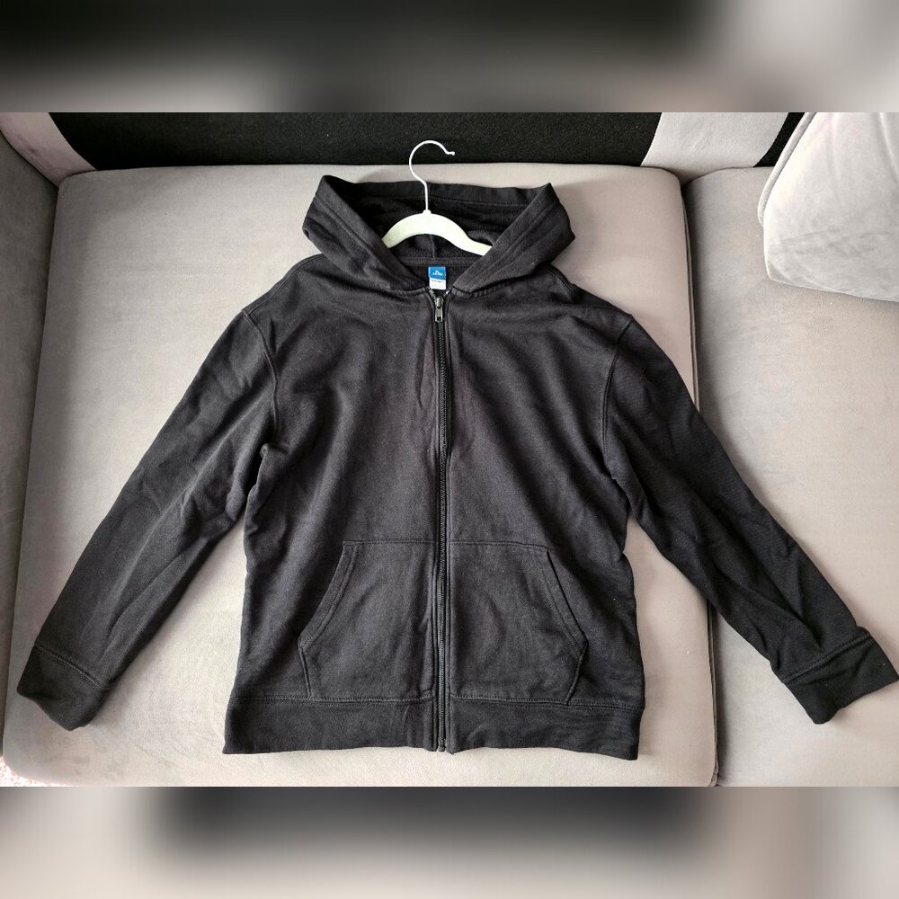 Old Navy Black Zip-Up Hoodie – Boys XL (14–16) – Excellent Used Condition